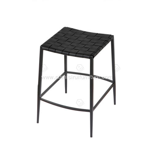 Saddle leather carbon steel black bar stool